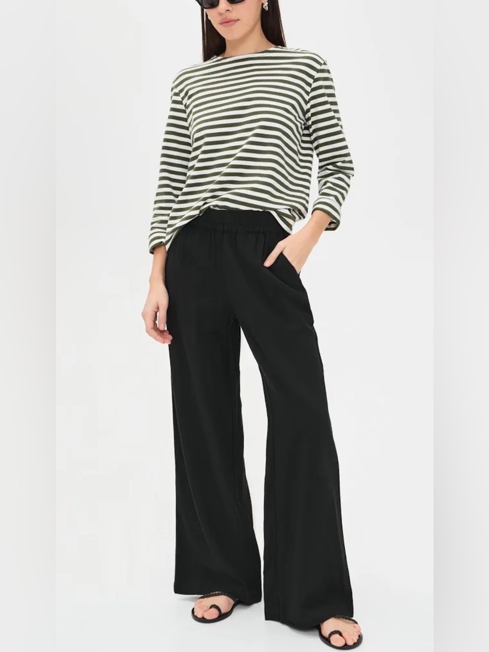 Marine Allison Trouser Layer Black Wide-Leg Elastic Waist